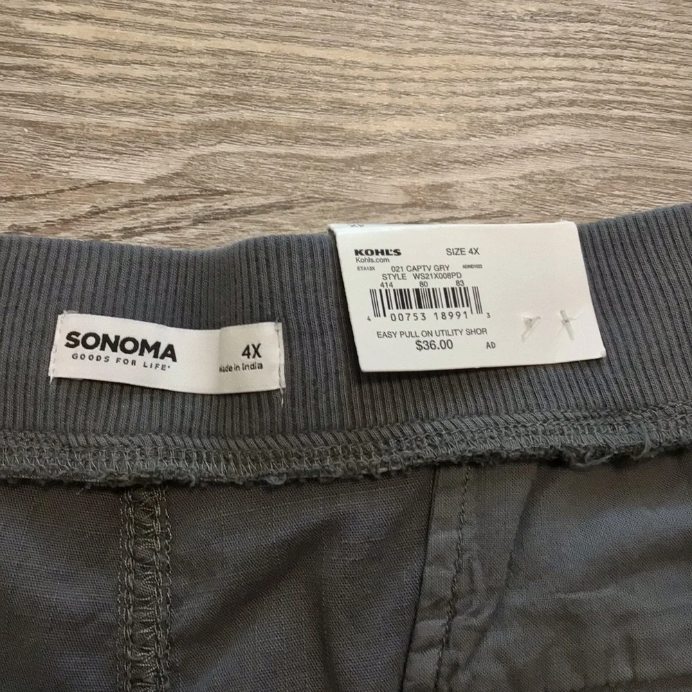 Sonoma Captive Gray Easy Pull On Utility Short Ultracomfort Waistband 4X NWT